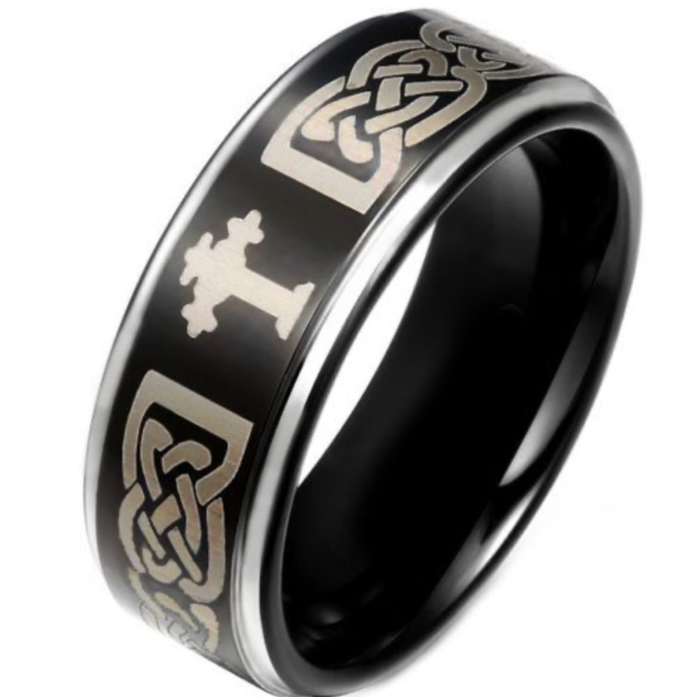 Tungsten Size 8.5 Celtic Cross Band Ring NWTS
